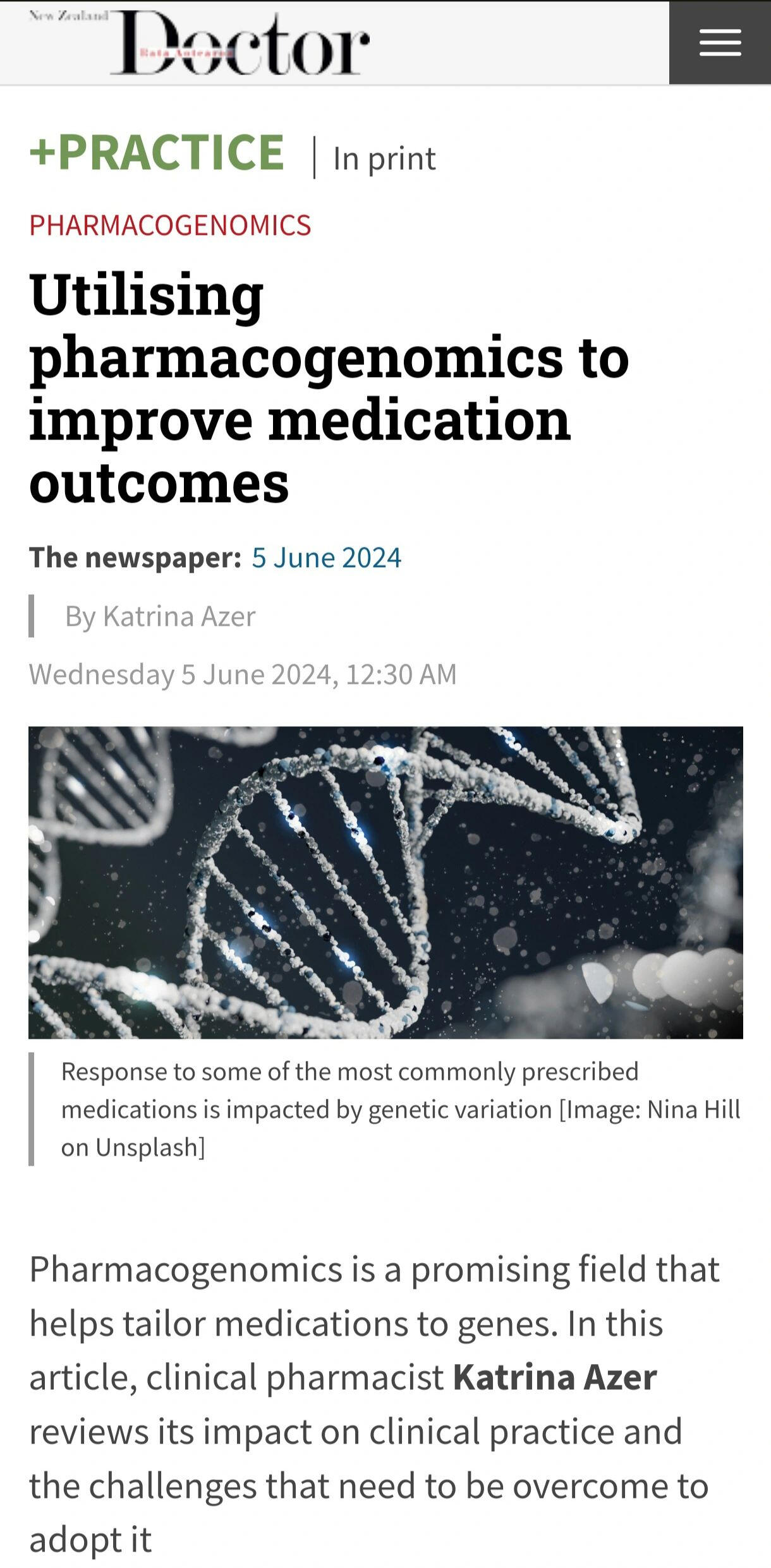 Utilizing Pharmacogenomics to Improve Medication Outcomes Australasian Precision Medicine Academy Founder Katrina Azer